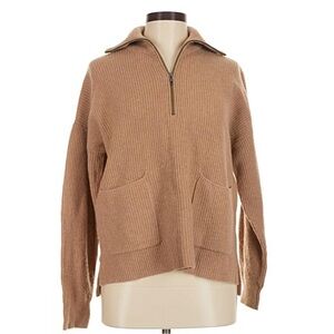 Madewell wool Tan Ribbed Half-Zip Sweater